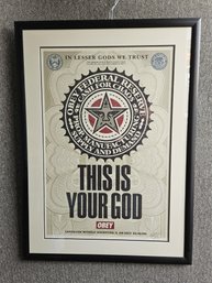 S46 - Shepard Fairey - Silkscreen - Obey - This Is Your God - 33'x45' - Signed
