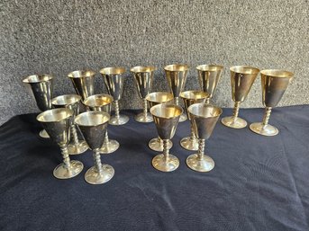 B46 - Toledo Spain Silver Plated Goblets - 2 Sizes 8 Each Size - 5.5' & 6.75'