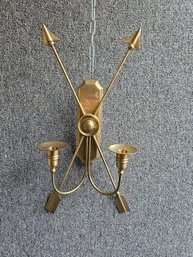 B54 - Cast Brass Wall Sconce/Candle Holder - Crossed Arrows - 10.5' X 21.5' - LOCAL PICKUP ONLY