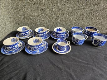 B60 - Blue Willow - Japan - EB&JEL England Tea Cups And Saucers - 5' & 6' - LOCAL PICKUP ONLY