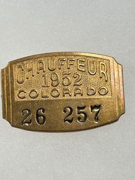A221 Colorado Chauffeur Badge 1952 #26-257