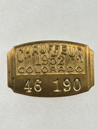 A223 Colorado Chauffeur Badge 1952 #46-190