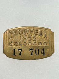 A225 Colorado Chauffeur Badge 1952 #17-704