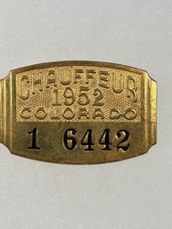 A226 Colorado Chauffeur Badge 1952 #1-6442