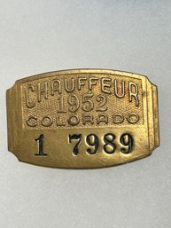 A227 Colorado Chauffeur Badge 1952 #1-7989