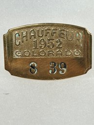 A228 Colorado Chauffeur Badge 1952 #8-39