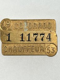 A230 Colorado Chauffeur Badge 1953 #1-11774
