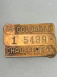 A234 Colorado Chauffeur Badge 1953 #1-5439