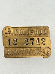 A235 Colorado Chauffeur Badge 1953 #12-2742