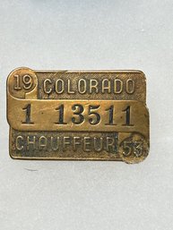 A237 Colorado Chauffeur Badge 1953 #1-13511
