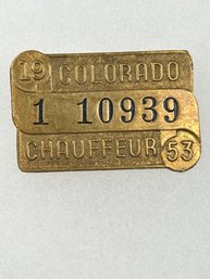 A238 Colorado Chauffeur Badge 1953 #1-10939