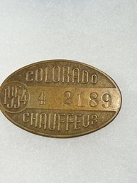 A245 Colorado Chauffeur Badge 1954 #4-1289