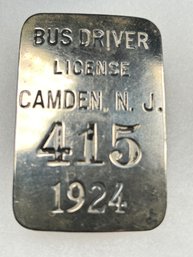 B1 Antique Bus Driver Badge 1924 Camden NJ 415