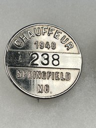 B2 Antique Chauffeur Badge 1948 Springfield MO 238