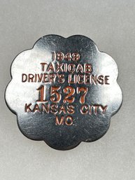 B6 Antique Taxi Driver Badge Kansas City MO 1949 1527