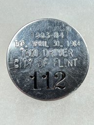 B10 Antique Taxi Driver Badge Flint 1983-84 112