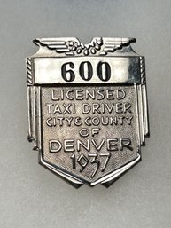 B16  Antique Taxi Driver Badge Denver City & County 1937 600