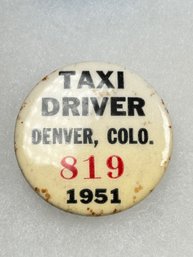 B17  Antique Taxi Driver Badge Denver 1951 819