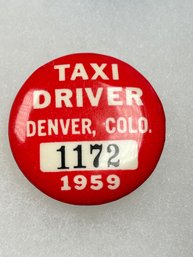 B20  Antique Taxi Driver Badge Denver 1959 1172