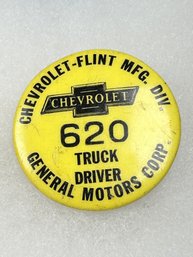 B121  Antique Chevrolet Employee Badge Flint Truck Driver 620