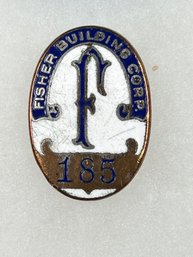 B122  Antique Fisher Body Enamel Badge