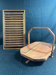 H3 Teak Wood Bread Board And Basket