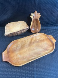 H4 3 Wooden Trays/bowls