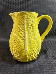 H13 Vintage Secla Yellow Cabbage Majolica Pitcher 7.5' H