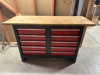 H81 10 Drawer Tool Cabinet/bench #1 20.25' X 33.5'h X 54' W