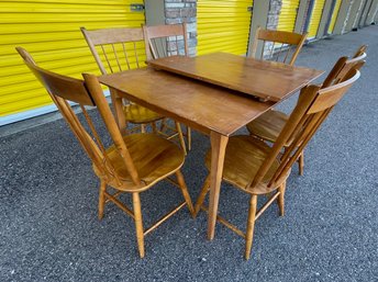 Six Maple Chairs And 48' Table With 12' Leaf