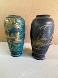 G29 Two 5' Hand Painted Japanese Vases