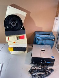 G140 Six Empty Kodak Slide Carrousels And Sawyer Slade Projector