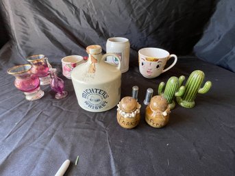 P32 Ceramic Salt And Pepper Shakers, Jug And Glassware