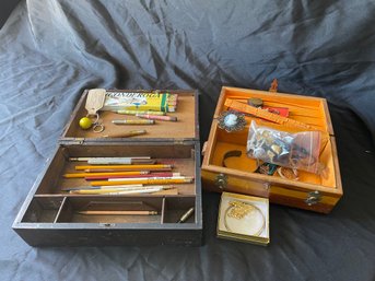 P34 Two Wood Boxes Bullet Pencils, And More