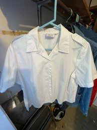 J22- Salvation Army White Button Up Shirt Lilly-sS Made In USA Sz22
