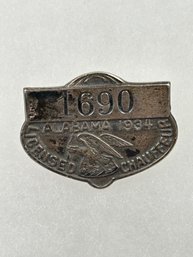 A3 Alabama Chauffeur Badge 1934 #1690