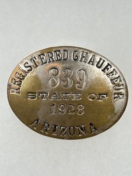 A13 Arizona Chauffeur Badge 1928 #839