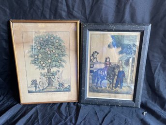 A17 Two Vintage 12x17' Lithographs