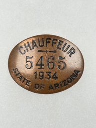 A18 Arizona Chauffeur Badge 1934 #5465