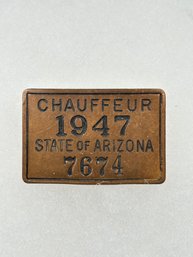 A28 Arizona Chauffeur Badge 1947 #7674