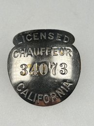 A35 California Chauffeur Badge 1932 #34073 Dated Not Marked