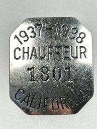 A38 California Chauffeur Badge 1937-1938 #1801