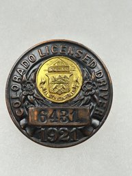 A66 Colorado Chauffeur Badge 1921 #6431