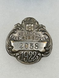 A67 Colorado Chauffeur Badge 1922 #2058