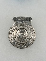 A86 Colorado Chauffeur Badge 1927 #12066 No Pin