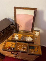 131 - Jewelry Box And Wall Hanger With Necklaces - Various Costume