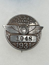 A105 Colorado Chauffeur Badge 1931  #1048