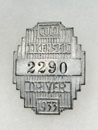 A109 Colorado Chauffeur Badge 1933  #2290