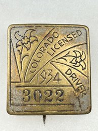 A118 Colorado Chauffeur Badge 1934  #3022