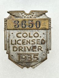 A123 Colorado Chauffeur Badge 1935  #3650